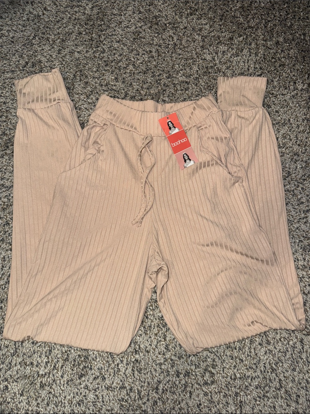 Petite Women's Ribbed Jogger Pants - Blush